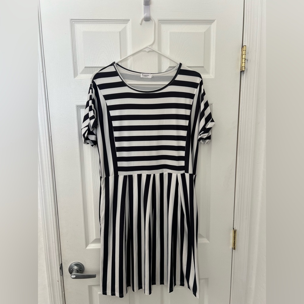 Black and White Striped Dress